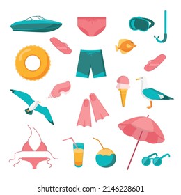 Big summer set vector illustration