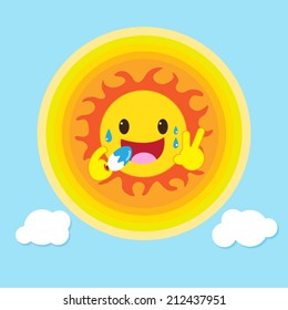 big sun like eat ice cream flat design eps 10 vector