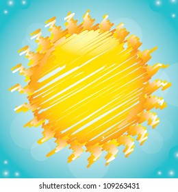 Big sun over blue background Vector illustration