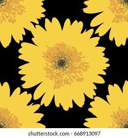big sunflower  background seamless pattern vector