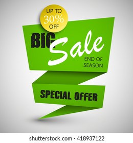 Big Super Sale ever balloons banner in pop-art style. Paper style. Web vector template background. Up to 30% off. Advertising poster. Special Offer. End of season
