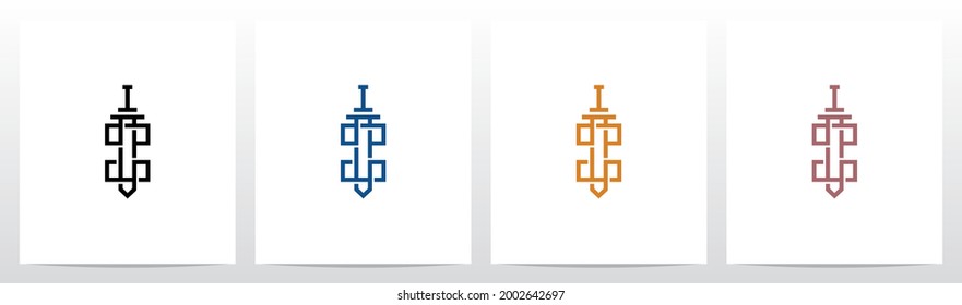 Gran Espada En El Diseño De Logotipo De Letra I