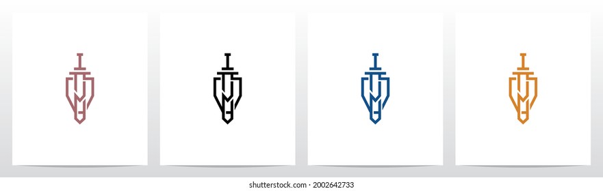 Gran Espada En El Diseño Del Logotipo De Letra V
