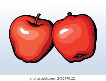 Big tasty apple. Vector drawing
