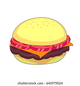 Big tasty burger design. Good for menu design. Vector illustration