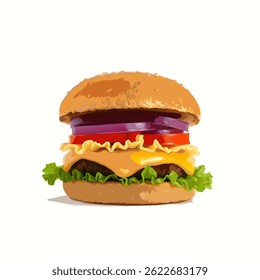 big tasty burger vector on white background