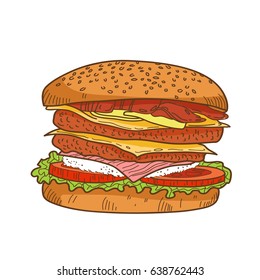 Big tasty cheeseburger design. Vector illustration