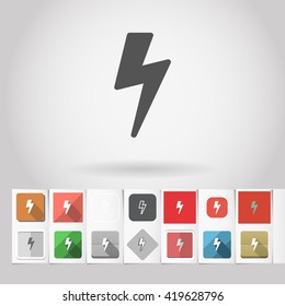 Big tasty square set of lightning icons. Flat, simple and useful!