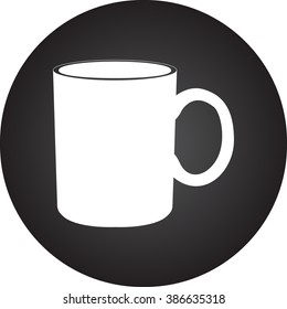 Big teacup simple icon on round  background