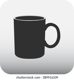 Big teacup simple icon on square  background
