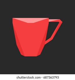 Big teacup symbol polygon flat icon on background