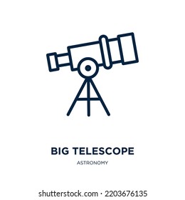 big telescope icon from astronomy collection. Thin linear big telescope, telescope, space outline icon isolated on white background. Line vector big telescope sign, symbol for web and mobile