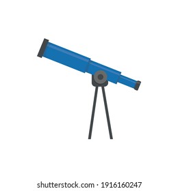 Ilustración vectorial de icono del Gran Telescopio, símbolo de herramienta Spyglass. Señal del telescopio observatorio espacial. Ilustración vectorial de Spyglass astronómico.  Investigación cósmica o búsqueda de estrellas y espacio