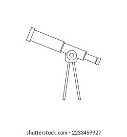 Big Telescope line icon vector illustration, spyglass tool symbol. Space observatory Telescope outline sign. Astronomy Spyglass linear vector. Cosmic Research or looking to stars and space