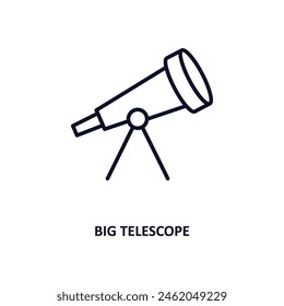big telescope outline icon.  Thin line icon from astronomy collection. Editable vector isolated on white background