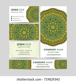 Big templates set. Business cards, invitations and banners. . Asian, Arabic Indian ottoman motifs