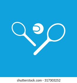 Big tennis icon, simple white image isolated on blue background