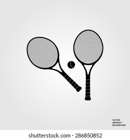 Big tennis. Tennis rackets. Tennis ball. Active sports. Tennis club. Silhouette. metallic background