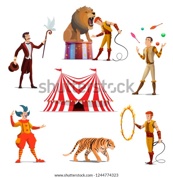 Big Tent Circus Lion Trainer Magician Stock Vector (Royalty Free ...