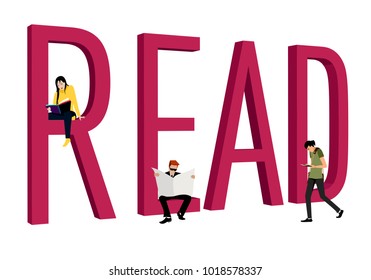 Big text READ and reading people