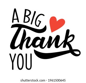 A big thank you hand lettering vector. Appreciation phrases for commercial or membership cards, banners, posters. Words of gratitude for Thanksgiving day fall season for cards, banners, posters. 