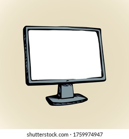 Monitor. Señal de icono de dibujo del vector
