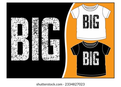 BIG THINK GRAPHIC DESIGN PRINT T SHIRT MOCK UP, TRANSFER STICKER VECTOR ILLUSTRATION