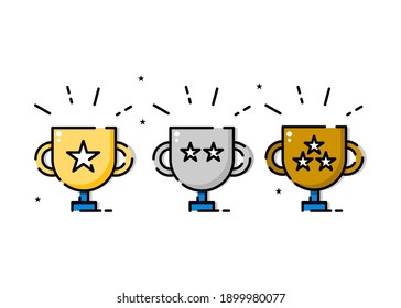 The big three winner trophy illustration. Easy to edit with vector file. Can use for your creative content. Especially about competition.