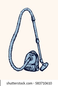 Big tidy grey power air sucker isolated on white backdrop. Freehand outline black ink hand drawn picture sign sketchy in modern scribble style pen on paper with space for text