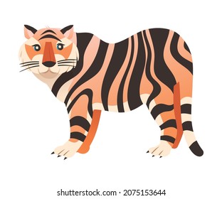 Big tiger wild animal vector illustration on white background