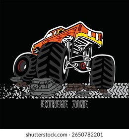 big tire monster truck vector illustration design