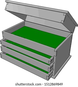 Big tool box, illustration, vector on white background.