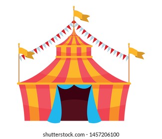 big top circus with flag isolated vector illustration graphic design