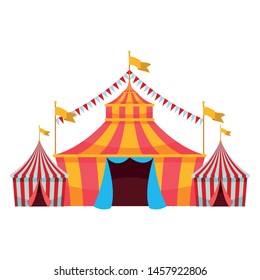 big top circus with flag isolated vector illustration graphic design