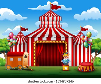 Big top circus tents white and red background