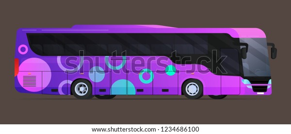 Big tour bus. Flat\
vector illustration
