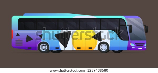 Big tour bus. Flat\
vector illustration