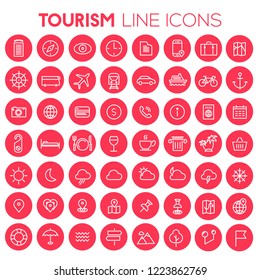 Big tourism icon set, trendy line icons collection