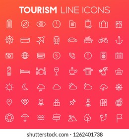Big tourism icon set, trendy line icons collection