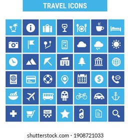 Big tourism icon set, trendy line icons collection