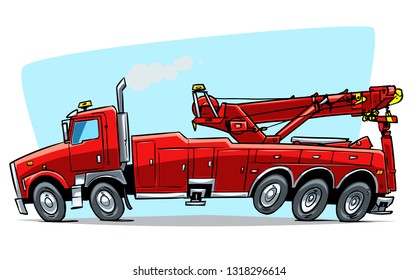 Big Tow Truck. Cartoon Illustration