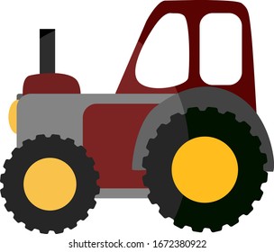 Big tractor, illustration, vector on white background.
