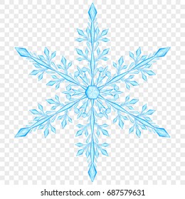 Big translucent Christmas snowflake in light blue colors on transparent background.  Transparency only in vector file