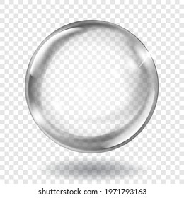 Big translucent gray sphere with glares and shadows on transparent background. Transparency only in vector format