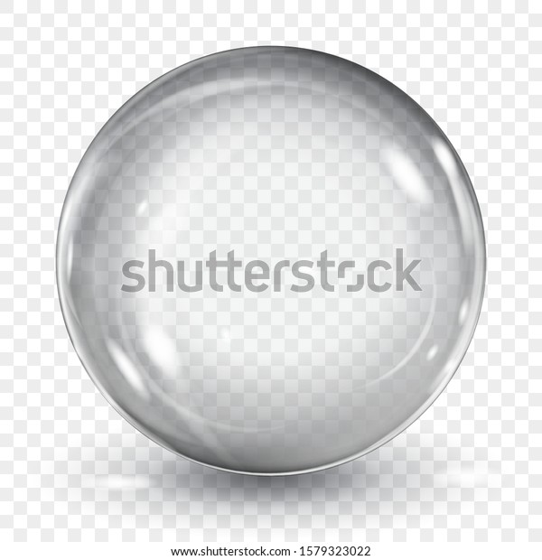 Big\
translucent gray sphere with glares and shadow on transparent\
background. Transparency only in vector\
format