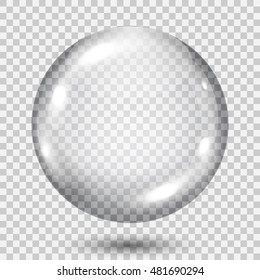 Big translucent gray sphere with shadow on transparent background. Transparency only in vector file