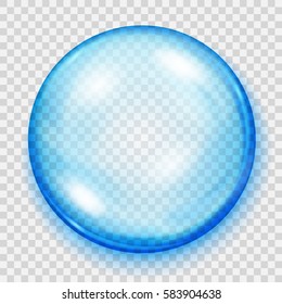 Big translucent light blue sphere with shadow on transparent background. Transparency only in vector file