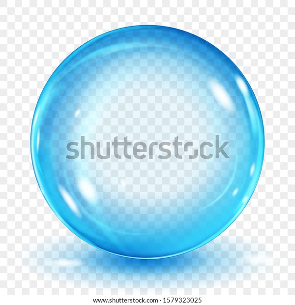 Big\
translucent light blue sphere with glares and shadow on transparent\
background. Transparency only in vector\
format