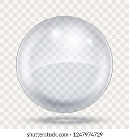 Big Transparent Bubble Template Isolated on Checker Background. Vector Illustration.