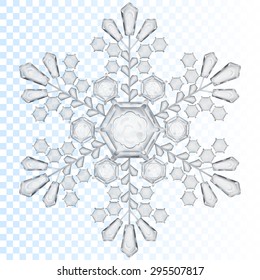 Big transparent snowflake in gray color. Transparency only in vector file